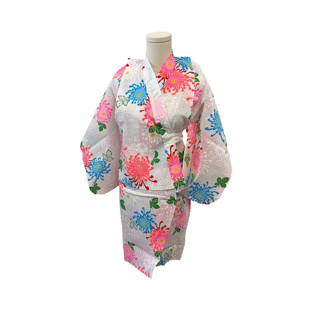 Floral Kimono with Pink and Blue Accents